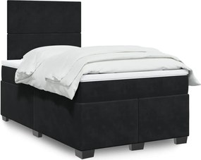 vidaXL Κρεβάτι Boxspring με Στρώμα Μαύρο 120x190 εκ. Βελούδινο