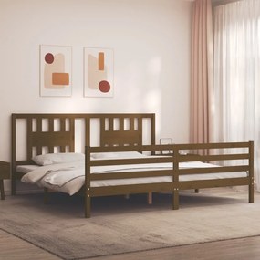 Πλαίσιο Κρεβατιού με Κεφαλάρι Μελί 200x200 εκ. από Μασίφ Ξύλο