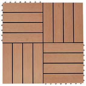 vidaXL Πλακάκια Deck 11 τεμ. Χρώμα Teak 30 x 30 εκ. 1 μ² από WPC