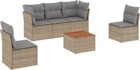 vidaXL Patio Sofa Set 5-θέσια Μίξη μπεζ και ανοιχτό γκρι