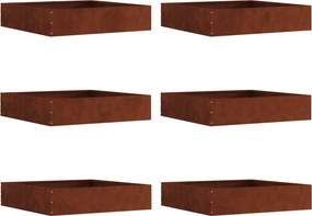 vidaXL Περίγραμμα γκαζόν 6 pcs Σκ rusty 60 x 60 x 13 εκ