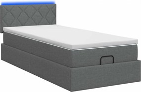 vidaXL Κρεβάτι Ottoman με Στρώμα και LED Σκούρο Γκρι 100 x 200 cm