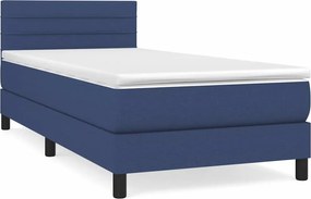 vidaXL Κρεβάτι Boxspring με Στρώμα Μπλε 90x190 εκ.Υφασμάτινο
