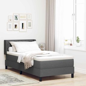 vidaXL Κρεβάτι Box Spring με Στρώμα – Σκούρο Γκρι – 90 x 190 cm – Υφάσματος