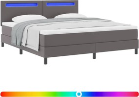 vidaXL Κρεβάτι με ελατήρια με στρώμα Γκρι 180 x 200 cm Τεχνητό δέρμα