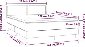 vidaXL Κρεβάτι Boxspring με Στρώμα Σκούρο Καφέ 140x190 εκ. Υφασμάτινο