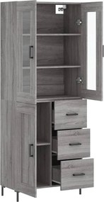 vidaXL Ντουλάπι Γκρι Sonoma 69,5 x 34 x 180 εκ. Επεξεργασμένο Ξύλο