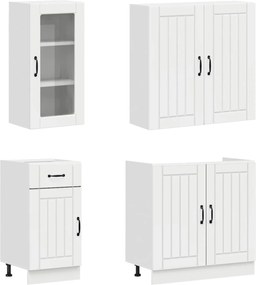 vidaXL Μονάδα κουζίνας LUCCA 8 pcs Γυαλιστερό Λευκό Επεξεργασμένο Ξύλο
