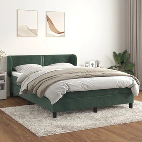 Κρεβάτι Boxspring με Στρώμα Σκούρο Πράσινο 140x200εκ. Βελούδινο