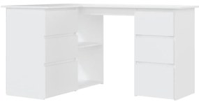 vidaXL Γραφείο Γωνιακό Λευκό 145 x 100 x 76 εκ. από Επεξ. Ξύλο