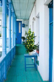 Stewehome Τεχνητό δέντρο λεμονιάς με πυκνά φύλλα σε λευκή γλάστρα Λευκό