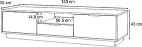 Έπιπλο τηλεόρασης Mensa Megapap χρώμα λευκό 180x35x43cm.