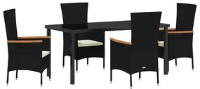 vidaXL Σέτ φαγητού για κήπο 5 pcs Μαύρο Χάλυβας με επίστρωση πούδρας