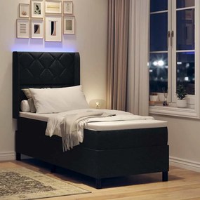 vidaXL LED Κρεβάτι με βάθρο με κεφαλάρι Μαύρο 80 x 200 cm ύφασμα