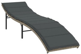 vidaXL Ξαπλώστρες 2 τεμ. Αν. Γκρι από Συνθετικό Ρατάν με Τραπέζι