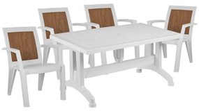 Set 5 pieces Table &amp; Polypropylene armchair in white color