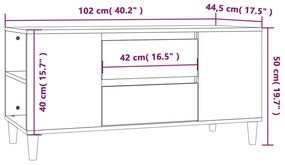 Έπιπλο Τηλεόρασης Μαύρο 102x44,5x50 εκ. Επεξεργασμένο Ξύλο - Μαύρο