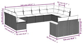 vidaXL Καναπές Σετ 7 Τεμαχίων Μαύρο Συνθετικό Ρατάν με Μαξιλάρια