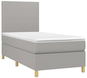 Κρεβάτι Boxspring με Στρώμα Ανοιχτό Γκρι 80x200 εκ. Υφασμάτινο - Γκρι