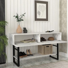 Κονσόλα Aron Megapap χρώμα λευκό εφέ μαρμάρου 138,8x41x75,7εκ.