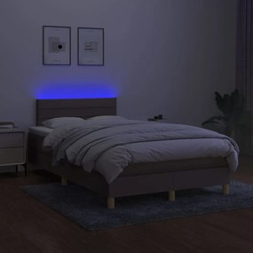 vidaXL Κρεβάτι Boxspring με Στρώμα &amp; LED Taupe 120x200 εκ. Υφασμάτινο
