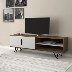 Έπιπλο τηλεόρασης Foot καρυδί-λευκό 160x35x49εκ
