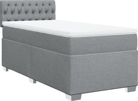 vidaXL Κρεβάτι Boxspring με Στρώμα Ανοιχτό Γκρι 90x200 εκ. Υφασμάτινο