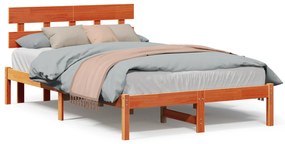 vidaXL Κρεβάτι  με κεφαλάρι Καφέ Κερωμένο 120x200 εκ Μασίφ ξύλο από πεύκο