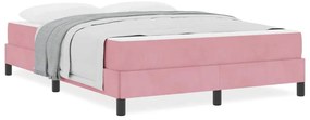 vidaXL Κρεβάτι box spring με στρώμα Ροζ 140 x 210 cm Βελούδο