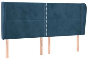 vidaXL Κεφαλάρι με Πτερύγια Σκούρο Μπλε 163x23x118/128 εκ. Βελούδινο