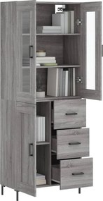 vidaXL Ντουλάπι Γκρι Sonoma 69,5 x 34 x 180 εκ. Επεξεργασμένο Ξύλο