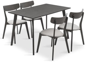 Tραπεζαρία Benson - Toto σετ 5τμχ rustic grey - ύφασμα γκρι 120x75x75εκ 120x75x75 εκ.