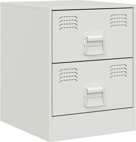 vidaXL Κομοδίνο Λευκό 34,5 x 39 x 44 εκ. από Χάλυβα