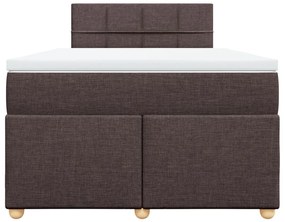 vidaXL Κρεβάτι Boxspring με Στρώμα Σκούρο Καφέ 120x190 εκ Υφασμάτινο