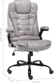 vidaXL Πολυθρόνα Γραφείου Ανοιχτό Γκρι από Γνήσιο Δέρμα