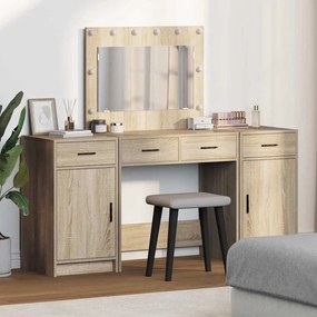 vidaXL Τραπέζι περιποίησης με συρτάρι 3 pcs Καφέ Επεξεργασμένο ξύλο