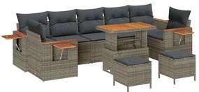 vidaXL Σετ Καναπέ Κήπου με μαξιλάρι 10 pcs Γκρι