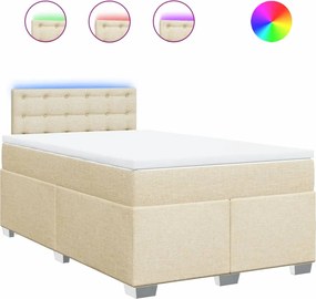 vidaXL Κρεβάτι Boxspring με Στρώμα Κρεμ 120x190 εκ. Υφασμάτινο