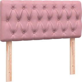 vidaXL Κρεβάτι Boxspring με Στρώμα &amp; LED ροζ 90x210 εκ. Βελούδινο