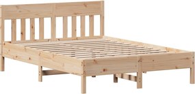 vidaXL Bed Frame Natural 140 x 190 cm Solid Pine Wood