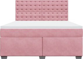 vidaXL Κρεβάτι Boxspring με Στρώμα Ροζ 180x200 εκ. Βελούδινο