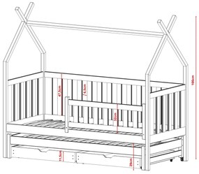 Κρεβάτι Tipi Tytus  με Συρόμενο  από μασίφ ξύλο Grey  90×200cm (Δώρο 10% Έκπτωση στα Στρώματα)