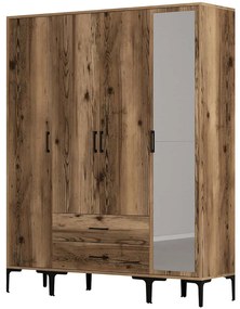 Ντουλάπα Τετράφυλλη Kumsal 845HCT5497 160x47,5x201,4cm Walnut Τετράφυλλη