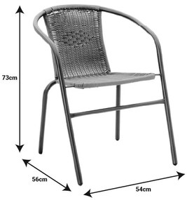 Tραπεζαρία Obbi-Watson σετ 3τεμ καφέ μέταλλο-pe 60x60x70εκ 60x60x70 εκ.