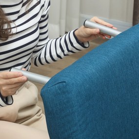 HOMCOM Πολυθρόνα-κρεβάτι, αναδιπλούμενη πολυθρόνα Relax με όψη λινό, Ρυθμιζόμενη πλάτη, 75 x 70 x 75 cm, Μπλε