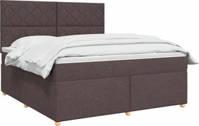 vidaXL Κρεβάτι box spring με στρώμα Σκούρο Καφέ 180 x 200 cm Ύφασμα