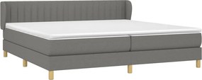 vidaXL Κρεβάτι Boxspring με Στρώμα Σκούρο Γκρι 200x200 εκ. Υφασμάτινο