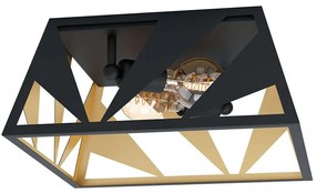Φωτιστικό Οροφής - Πλαφονιέρα Tabloncito 39903 39,5x39,5x18,5cm 2xE27 40W Black-Gold Eglo Steel