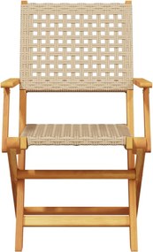 vidaXL Σετ Επίπλων Bistro 3 τεμ. Μπεζ Ρατάν/Μασίφ Ξύλο