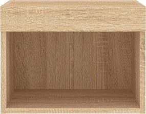 vidaXL Κομοδίνο Επιτοίχιο με Φώτα LED Sonoma Δρυς